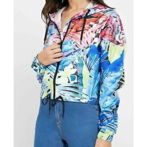 Nike Sportswear Tropical Windrunner Cropped Icon Clash Women Full Zip Jacket S - Picture 3 of 8